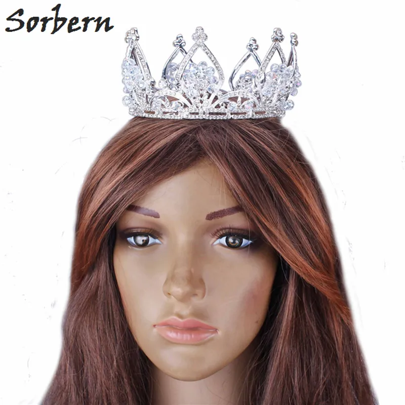 Sorbern Silver Round Wedding Crown Accessori capelli Grandi diademi Spose Accessori capelli di Halloween le donne Dropship Fornitori