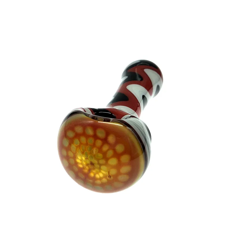 New product 4.3 inch colored switchbacks spoon pipe with honeycomb bowl tobacco glass pipe for smoking use