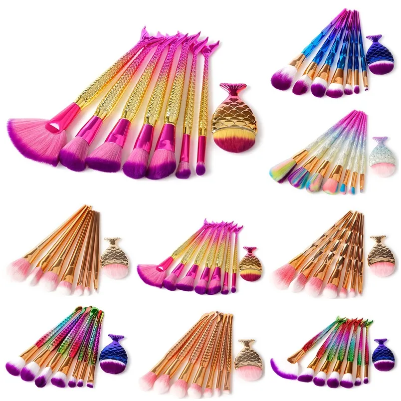 8pcs/set Mermaid Makeup brushes Set Make Up Brush 3D Diamond Colorful Spiral Bling brushes Fundation Powder Cream Blush Glitter Brush Kit