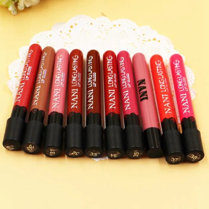 2016 vendita calda Impermeabile Durevole Trucco Lip Tazza antiaderente Lunga durata i Colori completi NANI Lip Gloss 500 pz / lotto DHL gratis