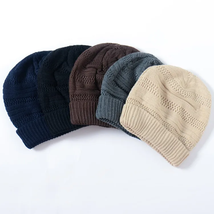 L'Europe et les États-Unis nouveaux bonnets tricotés pour hommes coréens pour augmenter l'épaisseur du chapeau de laine à friser chapeau chaud d'hiver 5 couleurs