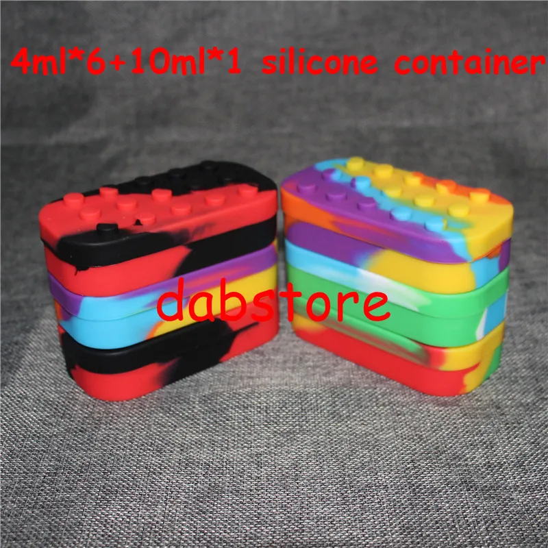 2016New Wax Containers Jars big Silicone jars container 6+1 silicone contianers for wax silicone jars container electronic cigarette dab