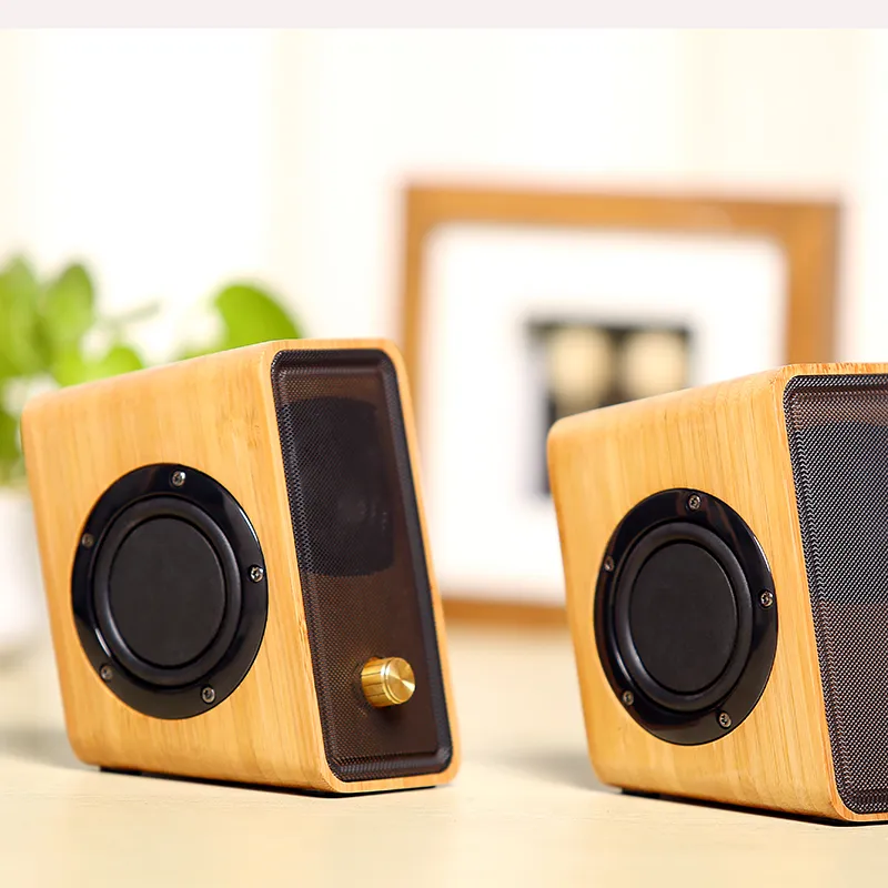 Natural Bamboo Hi-fi Multimedia Bass Stereo alto-falante para computador Full Bamboo Subwoofer 2 0 Desktop Alto-falante de madeira para PC Laptop C270Z