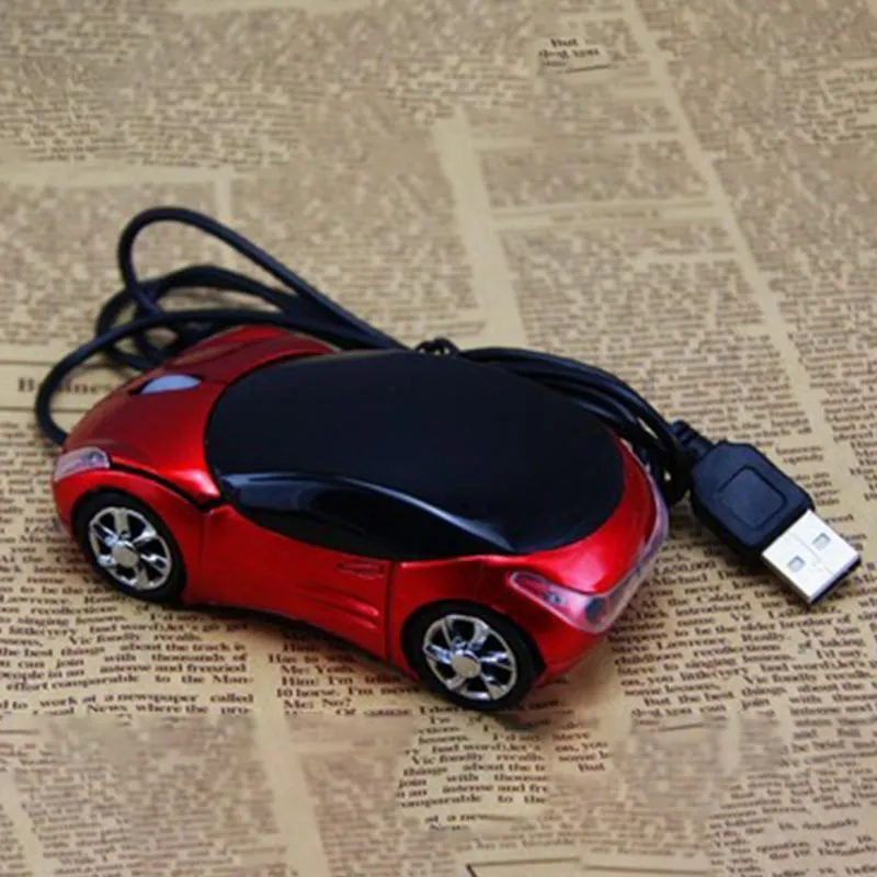 Nowa Fashion Sports Car Shape USB Wired Mouse Myszy Myszy 1600DPI Optical Gaming Mysz Myszy do komputera PC Laptopy