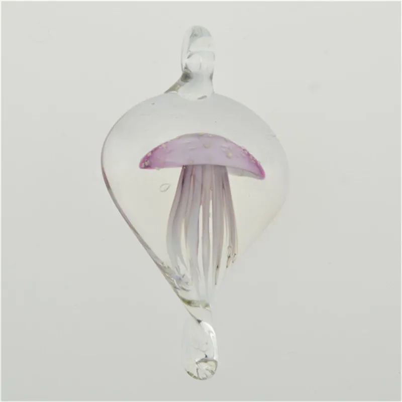 2016 Clear Jellyfish animal Shaped Glass Pendants Necklace Unique Murano Glass Jewelry Lampwork Glaze Pendant in Bulk Cheap 