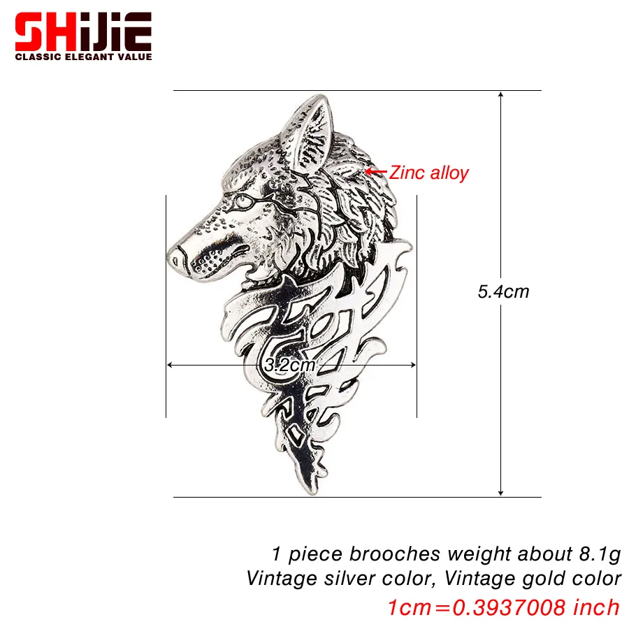 Vintage Wolf Collar Brooch Wholesale Gold And Silver Lapel Pin For