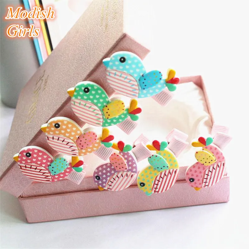 Acrylique Mignon Enfants Animaux Bande Dessinée Pinces À Cheveux Bébé Accessoires Passarinhos DE Feltro Couleurs Oiseaux Barrettes