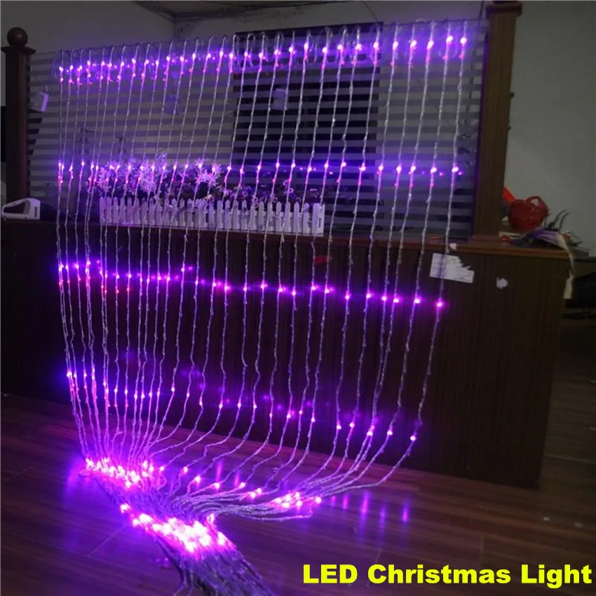 Wide 3m XHigh 6m Kerst Bruiloft Achtergrond Holiday Running Water Waterfall Water Flow Gordijn LED Light String