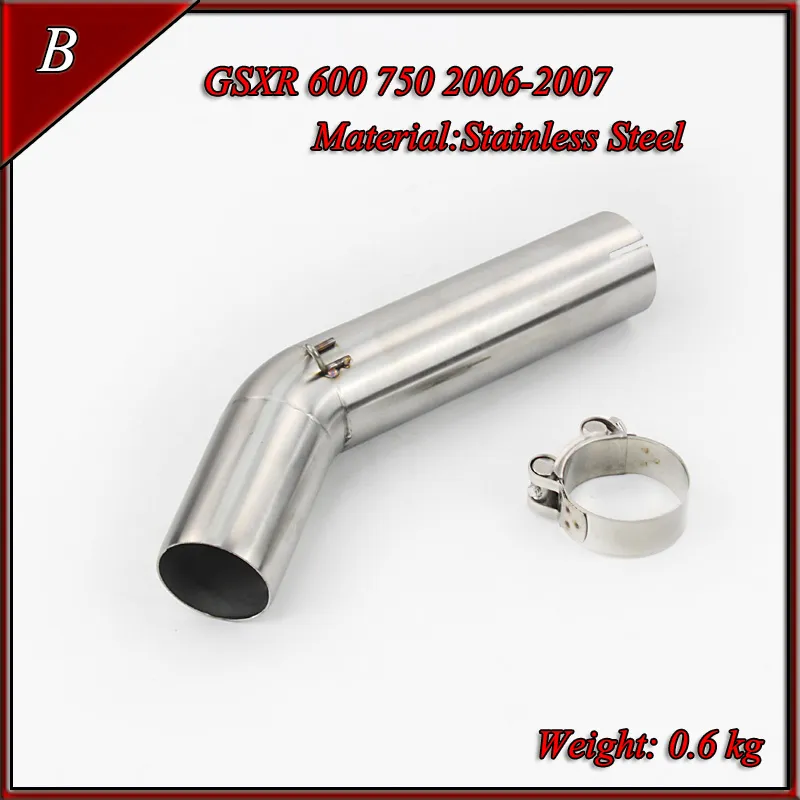 Stainless Steel mid pipe of Motorcycle exhaust pipe For GSXR 1000 2005-2006 GSXR 600 750 2006-2007 2008-2009 GSXR 2011-2015199Z