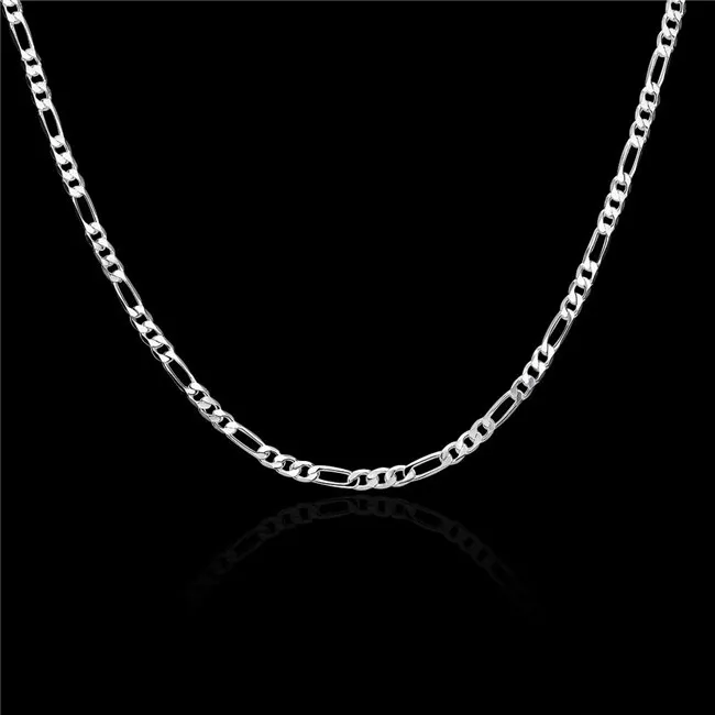 Julklapp 4mm herrhalsband 'Sterling Silver Plated Necklace STSN102 Hela mode 925 Silverkedjor Halsband265T