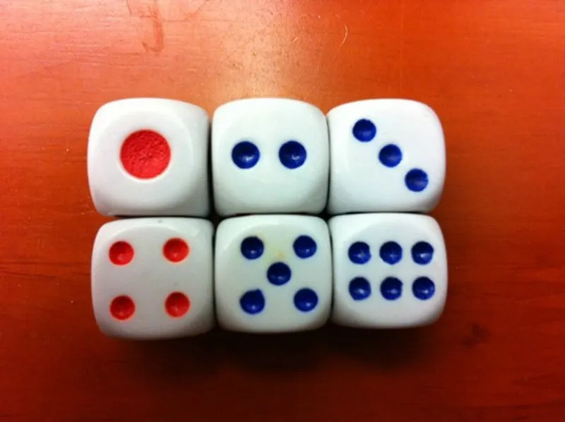D6 14mm blanc 6 faces dés rouge bleu point dés normaux bosons dés de haute qualité boisson jeu Casino Craps fête jouer dés N467162116
