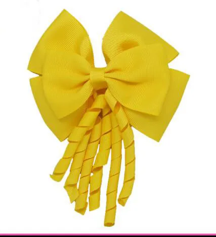 196 لون! 4inch Korker Streamer Ribbon مرنة Bobble Grosgrain Ribbon Long Korker Tail Taild Fancy Cute Hair Bow with Clip for Girls 20pcs/