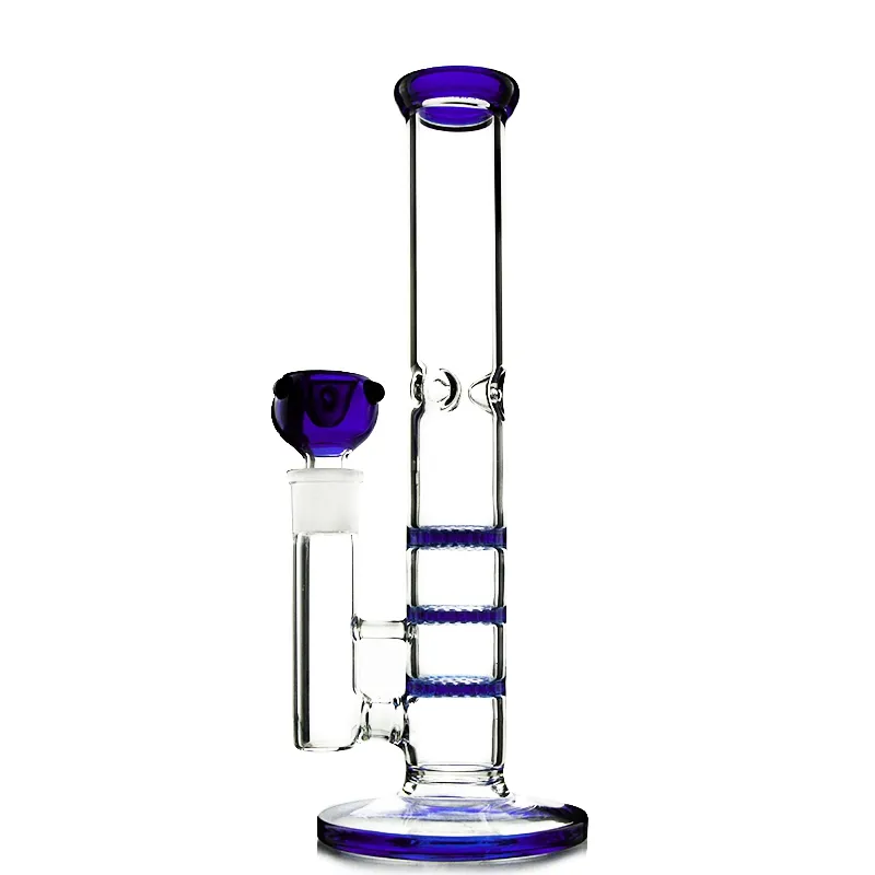 Pente de 3 camadas Perc Heady Water Pipes Ice Catcher Cachimbos de água Bongo de vidro Cor âmbar Tubo triplo reto Dab Rig Tigela colorida WP525