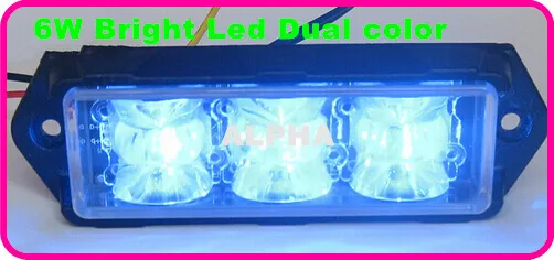 明るいデュアルカラー6LED * 3W車のストロボ警告ライト、トラックの非常灯、軽量、防水