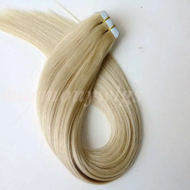 100g Bande dans les Extensions de Cheveux Droite Brésilienne Indienne cheveux humains Colle Peau Trame 18 20 22 24 pouces # 60A couleur