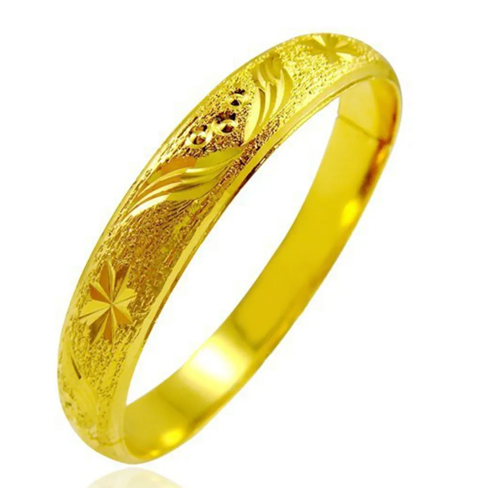 18k Yellow Gold Filled Carved Bangle Bracelet For Women Classic