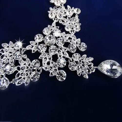 Brincos de casamento de cristal feminino Jóias de jóias de colar de jóias de jóias de noiva ajustável Conjuntos de jóias