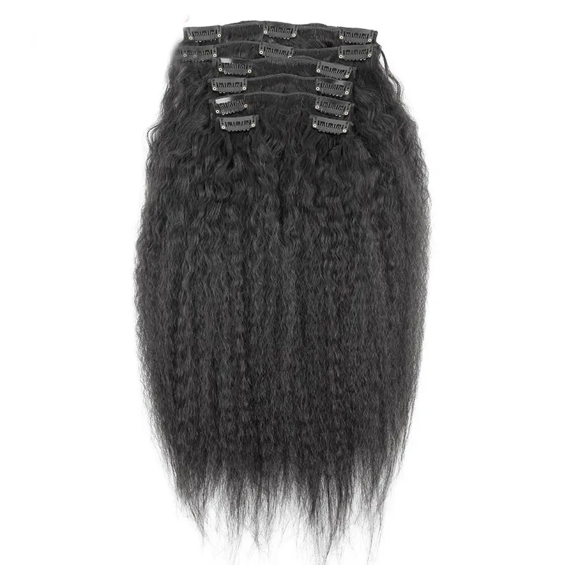 Hl clipe brasileiro em extensões de cabelo humano kinky grampo reto ins para afro-americano 100real grampo de cabelo em extensions8444241