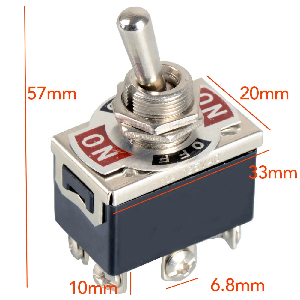 1xBlack 6-Pin Toggle DPDT ON-OFF-ON Switch 15A 250V Mini Switches E-TEN1322 B00099 BARD