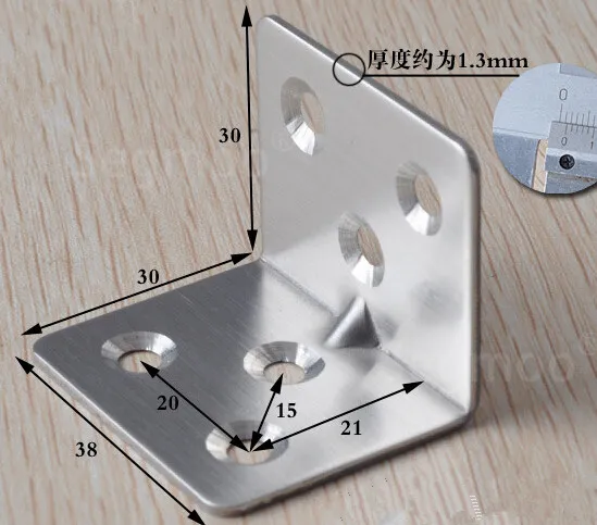 Stainless steel angle iron angle code bracket member 90 degree angle furniture hardware fittings laminates care / 2 package