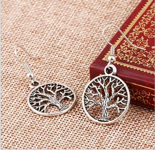 Bohème Antique bijoux en argent goutte boucle d'oreille à vendre arbre de vie poisson oreille crochets balancent lustre boucles d'oreilles