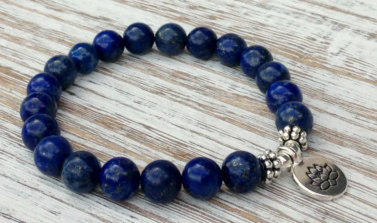 SN1039 Prawdziwa bransoletka Lapis Lazuli Natural Stone Bead Bransoletka Męska Bransoletka Chakra Duchowa dar jogi 296G