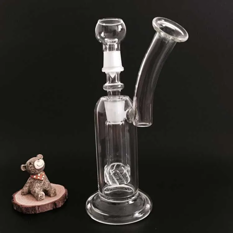 Bubbler Glas Bong Percolator Rökning Vattenrör 18.8mm Joint With Dome Nail Oil Rigs Ash Catcher Hookah Två funktioner 9 tum