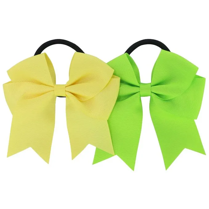 lot 45 pouces Cheerleading Bows bande élastique Pony Tail Holder Ruban pinwheel Bow bandes de cheveux Cadeau bébé bandeau 196 couleurs3514972