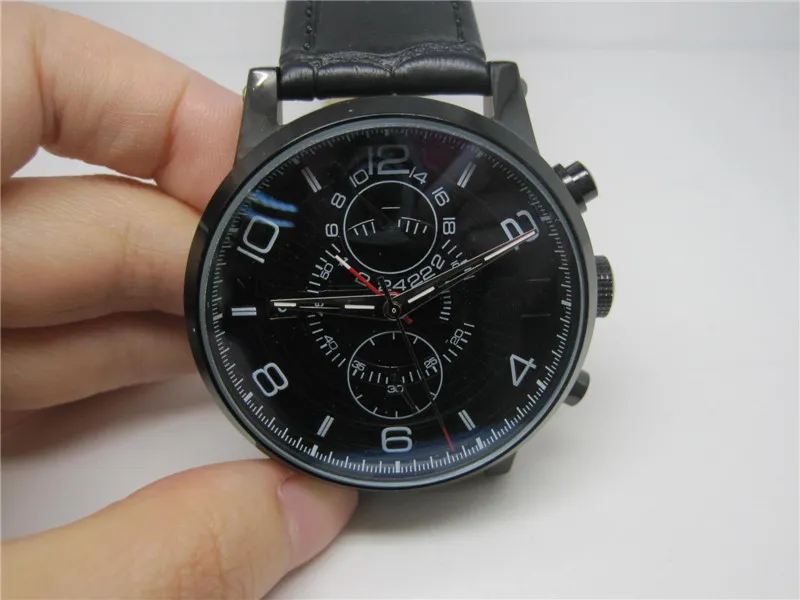 Top quality man watch automatic watches male watch black dial leather wristwatch for man 06