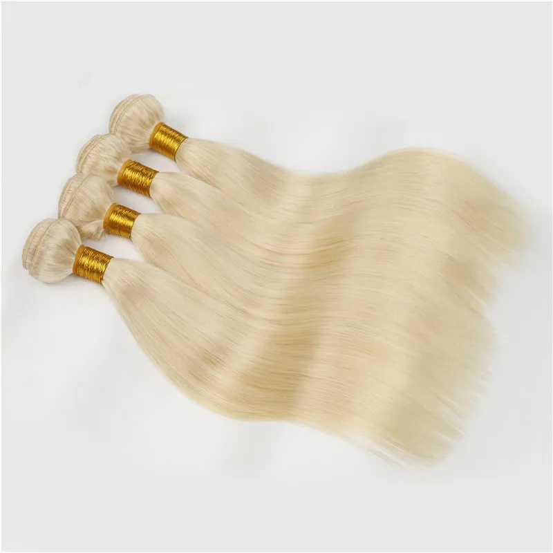 4шт / лот 613 Платиновый отбеливатель Блонд Виргинские Малайзийские пучки плетения человеческих волос Шелковистые прямые Малайзийские светлые человеческие волосы Уток наращивания