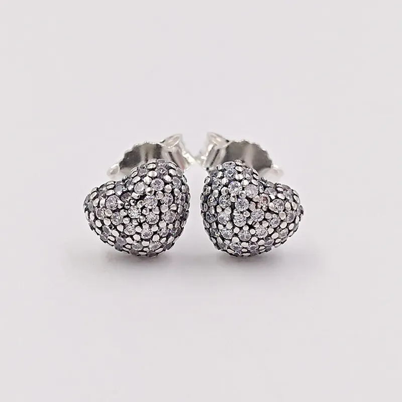 Dans mon carte de boucle d'oreille à cœur avec des goujons en argent sterling clear CZ Authentic 925, les bijoux de style pandora européen Andy Jewel 290597CZ