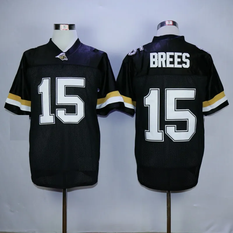 Hommes Purdue Boilermakers Drew Brees College Football Maillots 15 Drew Brees Noir Cousu Football Chemises Hommes M-XXXL