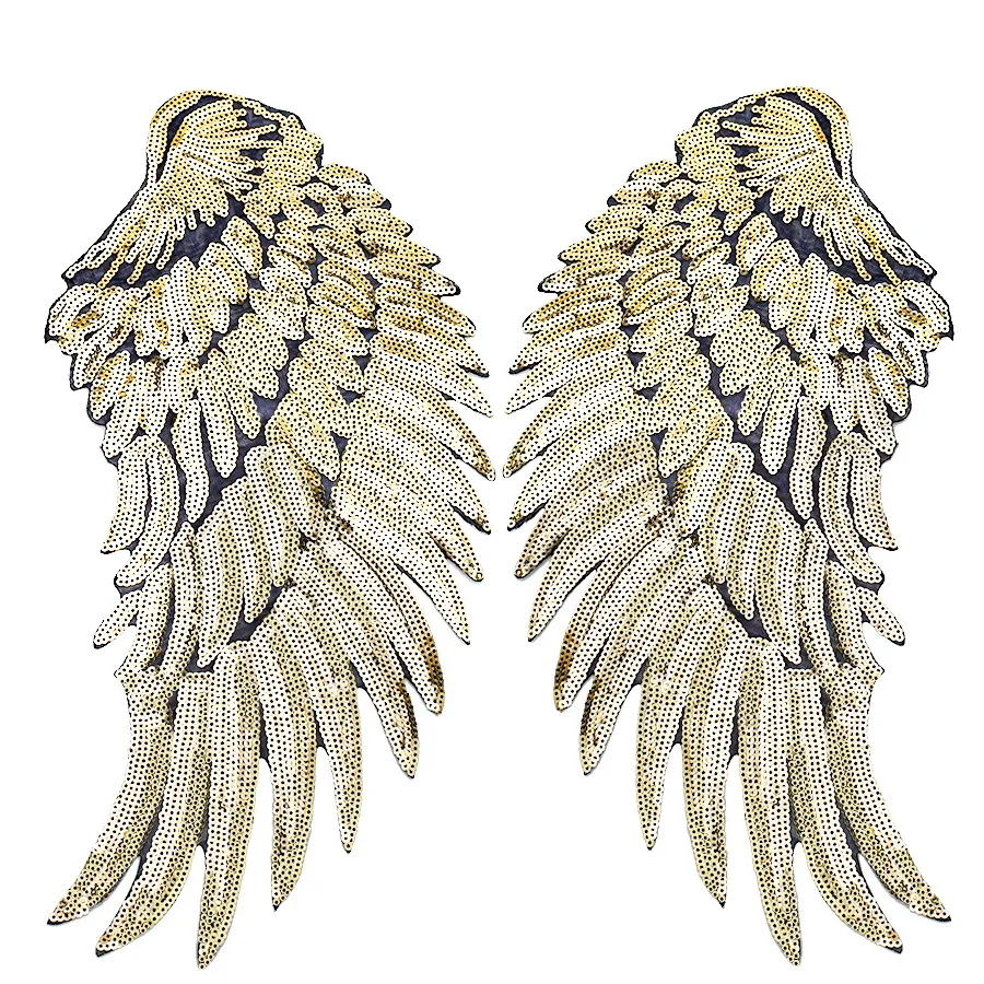 Sequined Wings Patches for Clothing Iron on Transfer Applique Patch for Jacket Jeans DIY Sew on Embroidery Sequins