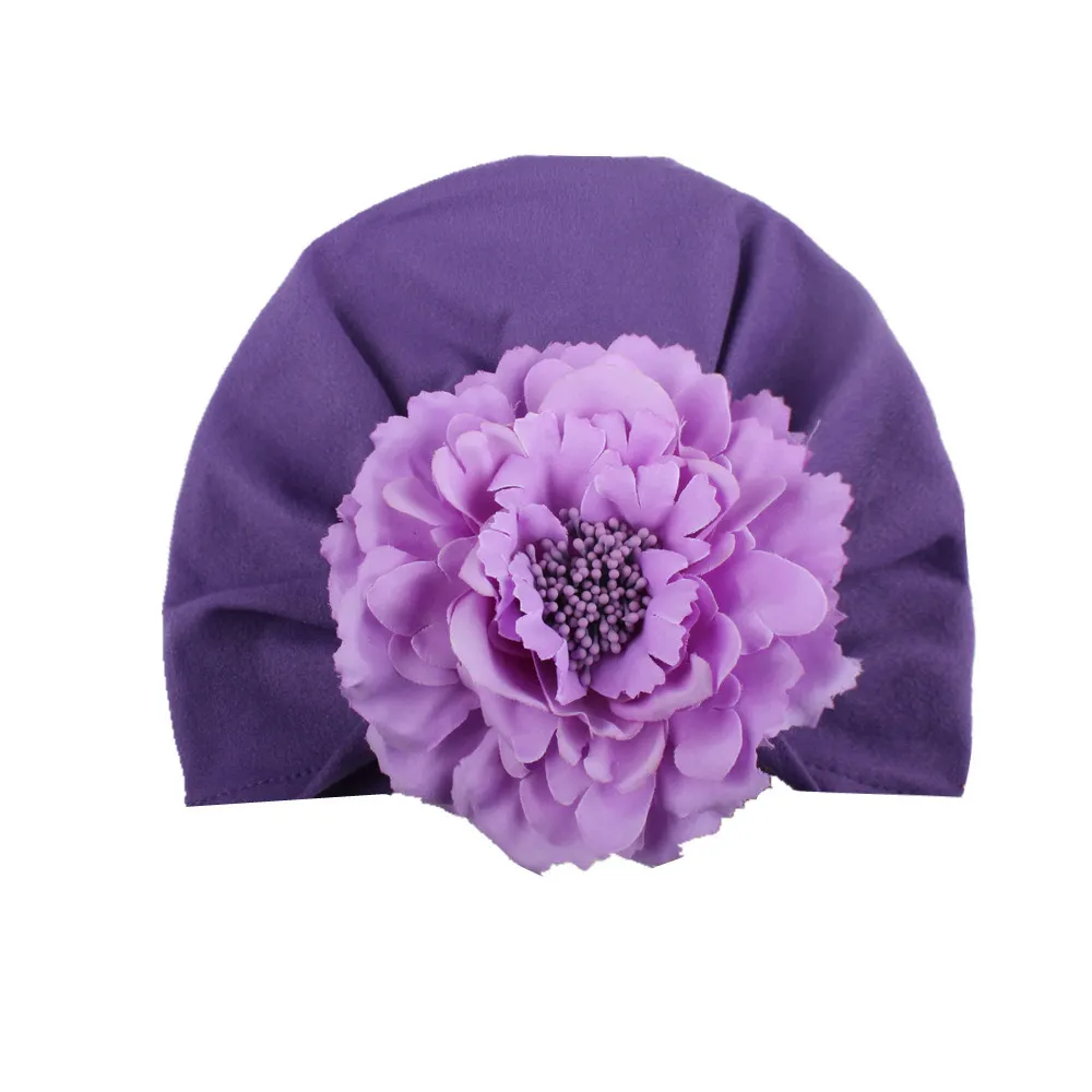 Babymeisje Zachte Katoen Beanie Zuigeling Bloemen Knoop Cap Hospital Hat Kid Headwarp Tulband Gloednieuw HJ122