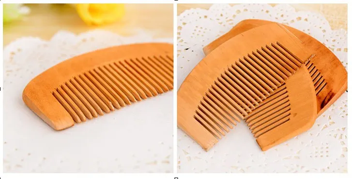 100 stks houten kam natuurlijke gezondheid perzik hout anti-statische gezondheidszorg baard kam pocket kammen haarbrush massager haarstyling tool