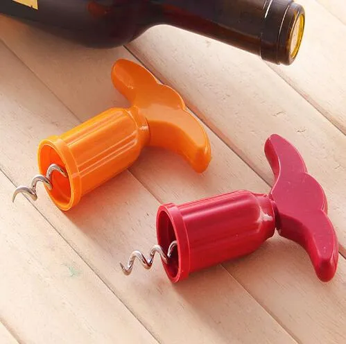 Kitchen Bar Plastic Red Wine Bottle Opener Plug Device Champagne Grape Metal Drill Corkscrew Tools Home Creative Accessories G805