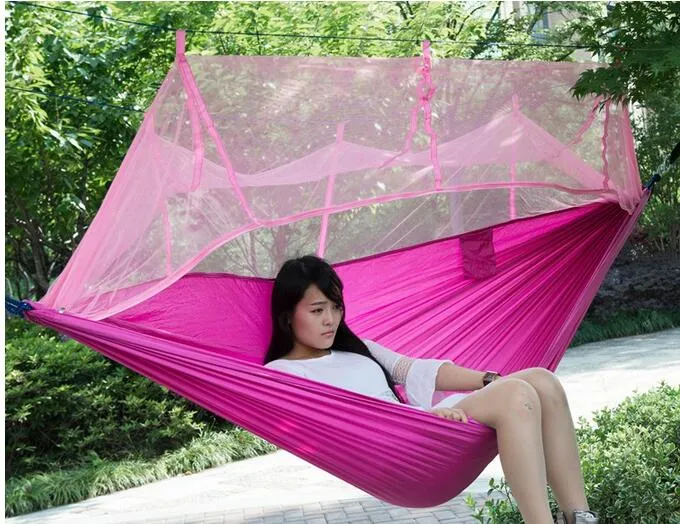 High quality Portable Hammocks 260x140cm Canvas Outdoor Hammocks Camp Bed Convenient Cot Garden Furniture Swing chair Free shipping