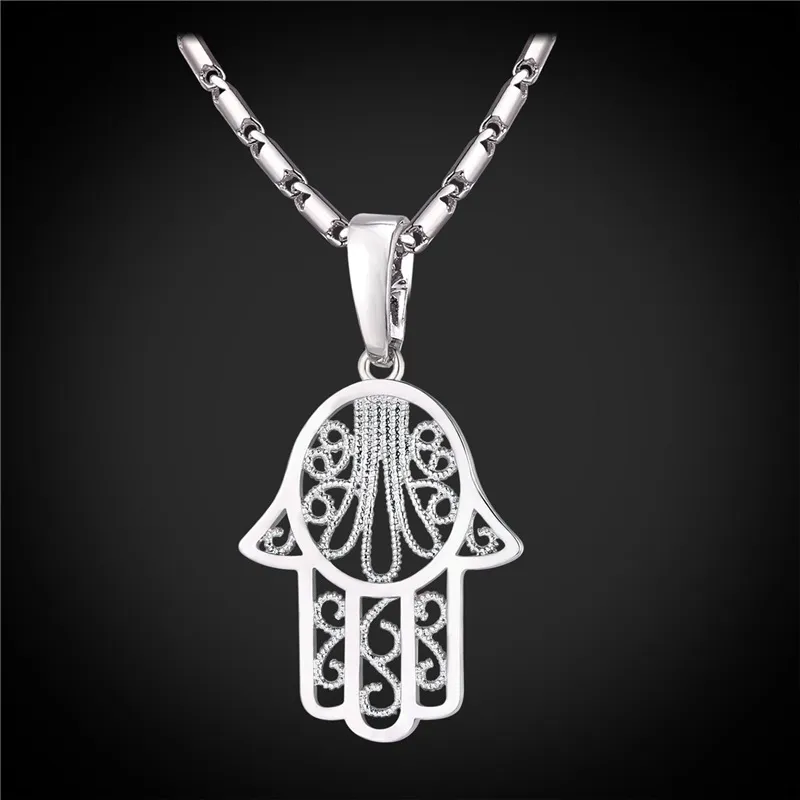 Nouveaux colliers à main Hamsa Pendants Goldsilver Couleur arabe Hand de Fatima Collier de bijoux cristallin de Fatima Collier 3827174