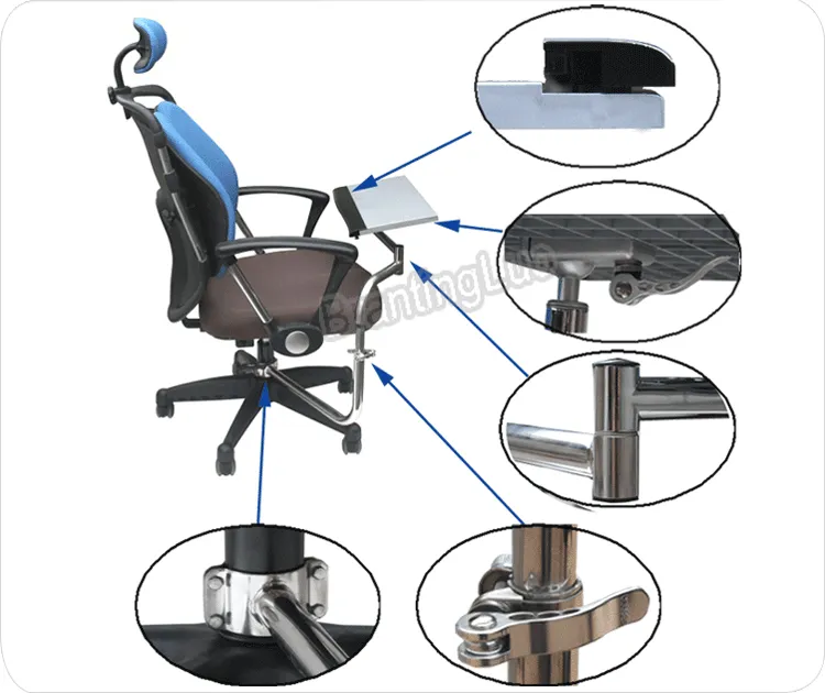 BL-OK030 Multifuncional Full Motion Chair Clamping Suporte de Teclado Laptop Desk Holder Mouse Pad para Confortável Escritório e Jogo