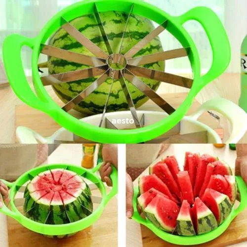 Stainless Steel Watermelon Melon Cutter Cantaloupe Kitchen Slicer Fruit Divider #R362