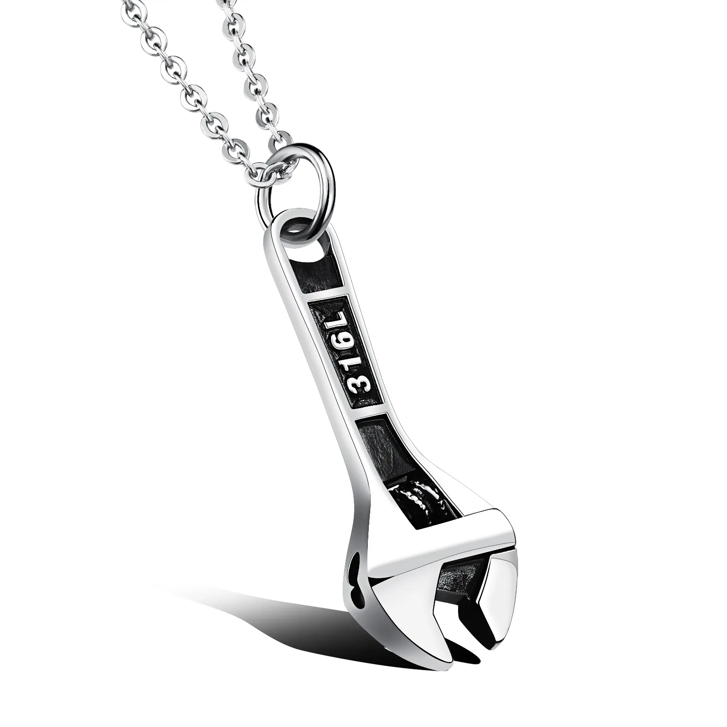 Tool Jewellery Vintage Silver Wrench Pendant Necklace In Stainless