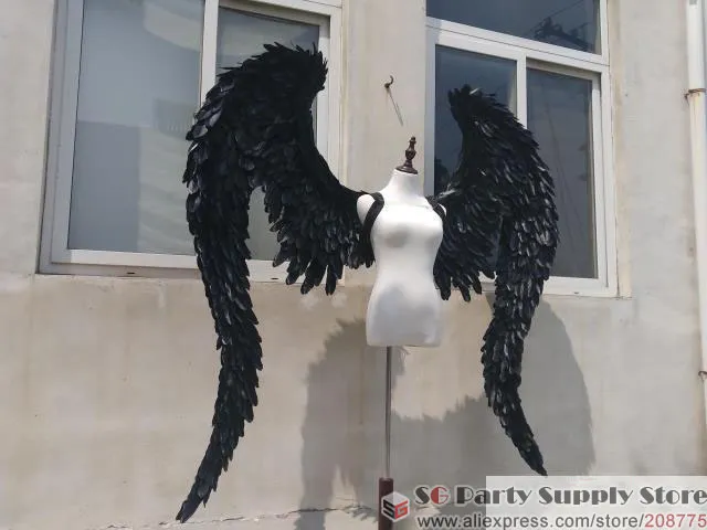 Novo personalizado preto diabo asas de anjo cosplay tiro exibição adereços palco barra decoração acessórios moda ems 8165839