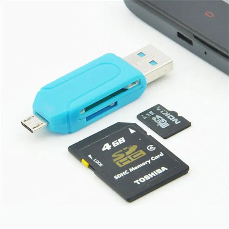 2 USBの男性のマイクロUSBデュアルスロットOTGアダプターTF / SDメモリーカードリーダー32GB 4 8 16GBのアンドロイドスマートフォンタブレットSamsung