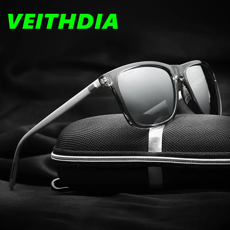 VEITHDIA Brand Logo Retro Alluminio TR90 occhiali da sole polarizzati per occhiali maschili maschili che guidano gli occhiali da sole Goggle 6108