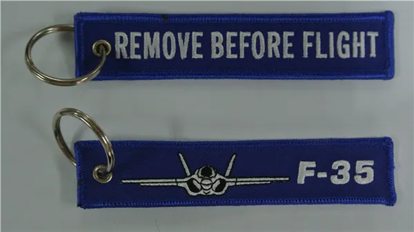 F-35 Enlevez avant les étiquettes de clé d'aviation de chaîne principale de tissu de vol 12.5 x 2.5cm 