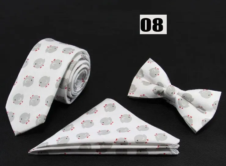 Mode hals stropdas Bowtie zakdoek sets 6 * 145 cm 31 kleuren katoenen afdrukken stropdas voor heren kerstcadeaus Gratis TNT FEDEX