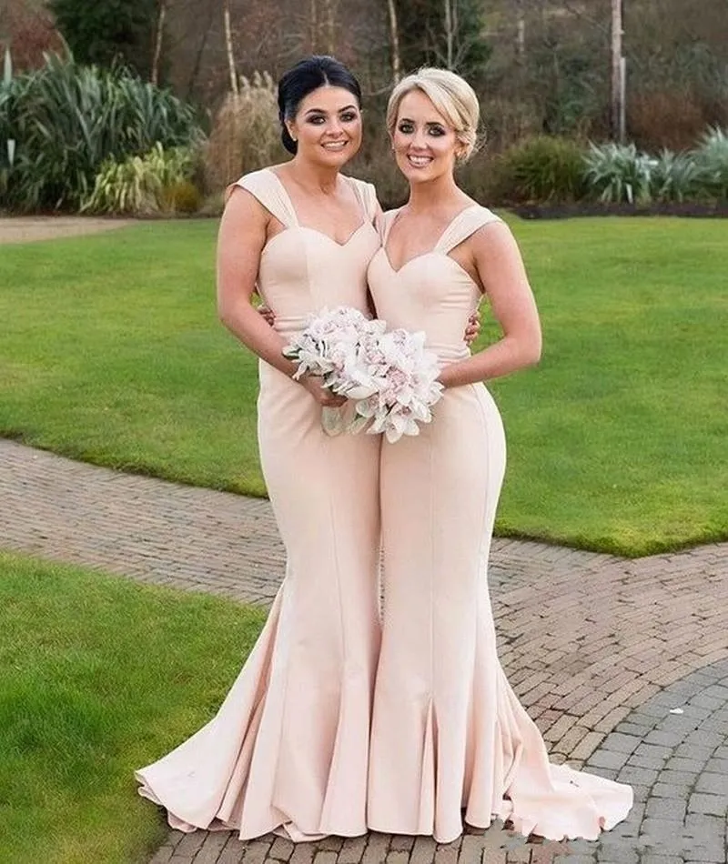 Affascinanti 2019 Abiti Da Damigella Donore A Sirena Rosa Pallido Lunghi Economici Scoop Increspato Damigella Donore Abito Da Sposa Personalizzato Da 84 09 DHgate