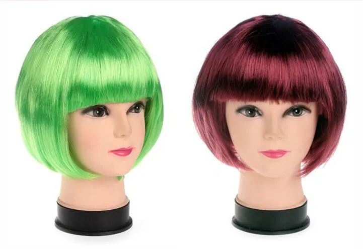 Novo estilo Bob Style Short Party Perucas Doces Cores Halloween Christmas Curto Straight Cosplay Perucas Perucas Festa Fantasia Perucas De Cabelo Falso