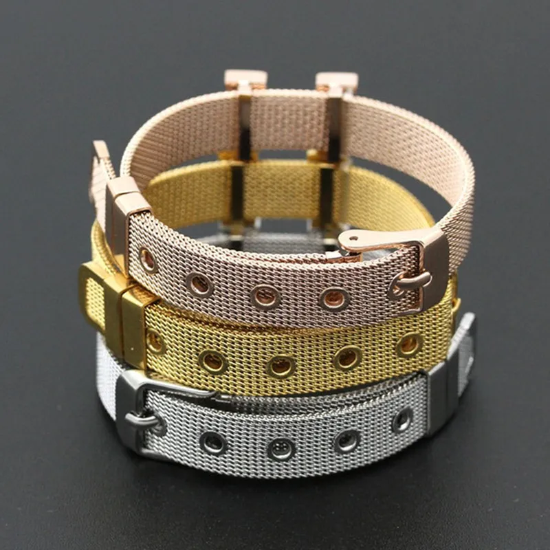 Colorfast Top Quality Jewelry Titanium Mesh Bracelet Fashion Famous Brand Adjustable Cuff Wristband Women H Bangle Joyas Bijoux H-2016 Gift