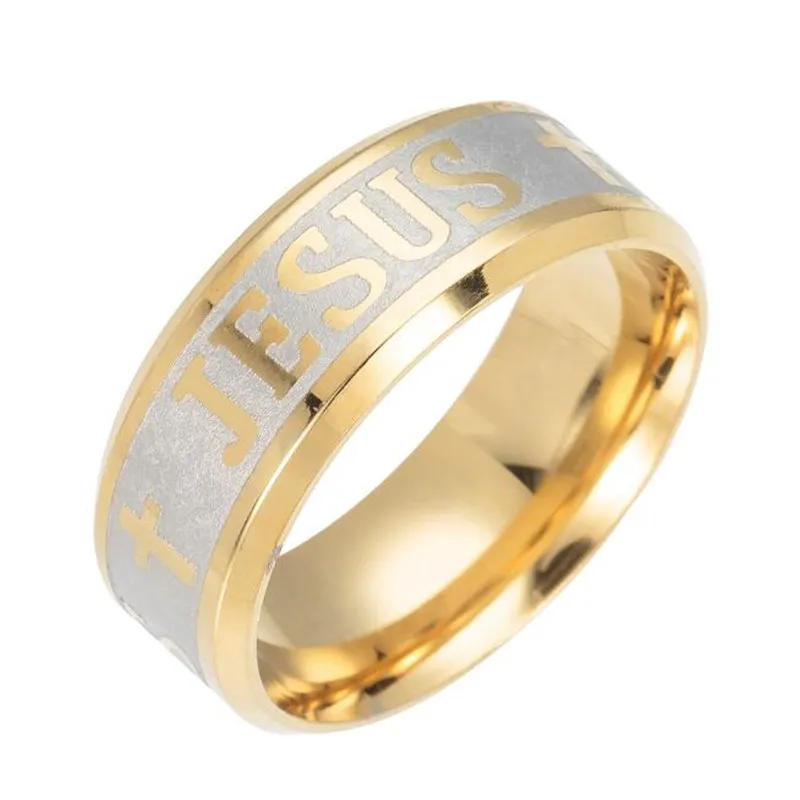 Rostfritt stål Jesus Kors Ringar Smycken Guld Silver Black Finger Ring För Kvinnor Män Ringar Hot Sale